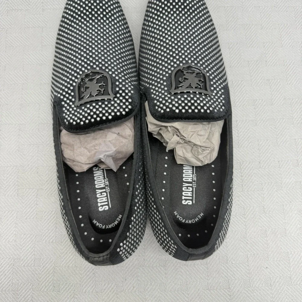 Stacy Adams Men‎ Shoes Swagger Studded Slip On Satin Black 25228-042 Size 11